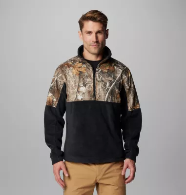 columbia Men's PHG™ Fleece Overlay II Quarter Zip Fleece Pullover Black Realtree Edge