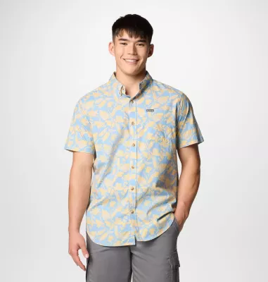 columbia Men's Rapid Rivers™ Printed Short Sleeve Shirt Ripple Blue Vined