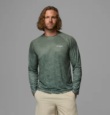 columbia Men's Super Terminal Tackle PFG™ Border Circle Long Sleeve Shirt Misty Jade Tunny