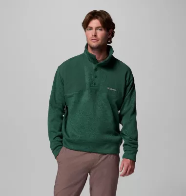 columbia Men's Sweater Weather™ Relaxed Fit Half Snap Pullover Rain Forest Heather