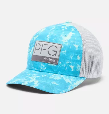 columbia PFG Camo Mesh™ Ball Cap Blue Echo Seamoss Print
