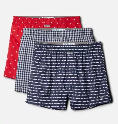 columbia PFG Printed Woven Boxer - 3 pack Collegiate Navy/Red Spark/Collegiate Navy