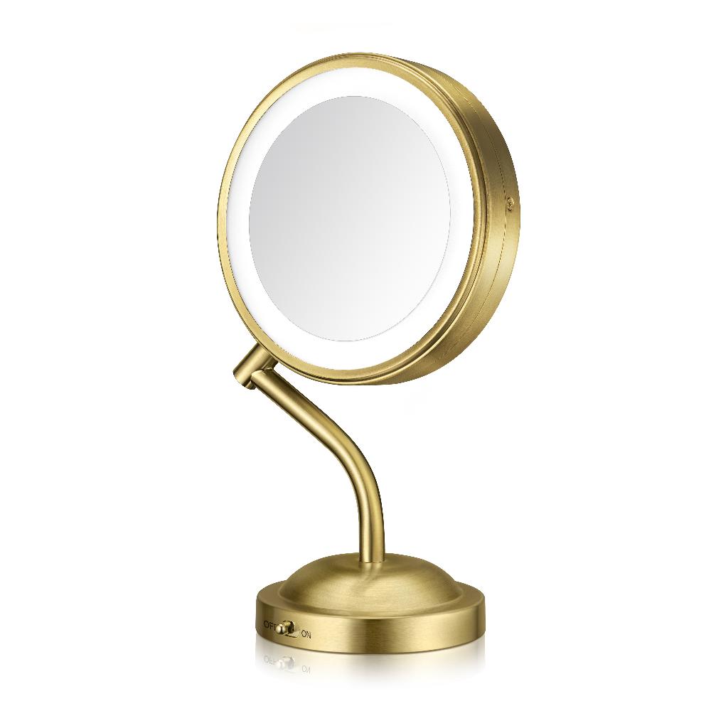 Comair LED-Lighted 1x/5x Magnification Mirror In Brushed Brass