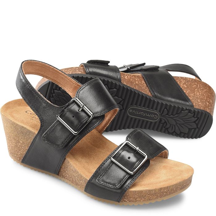 comfortiva Erlina Wedges Black