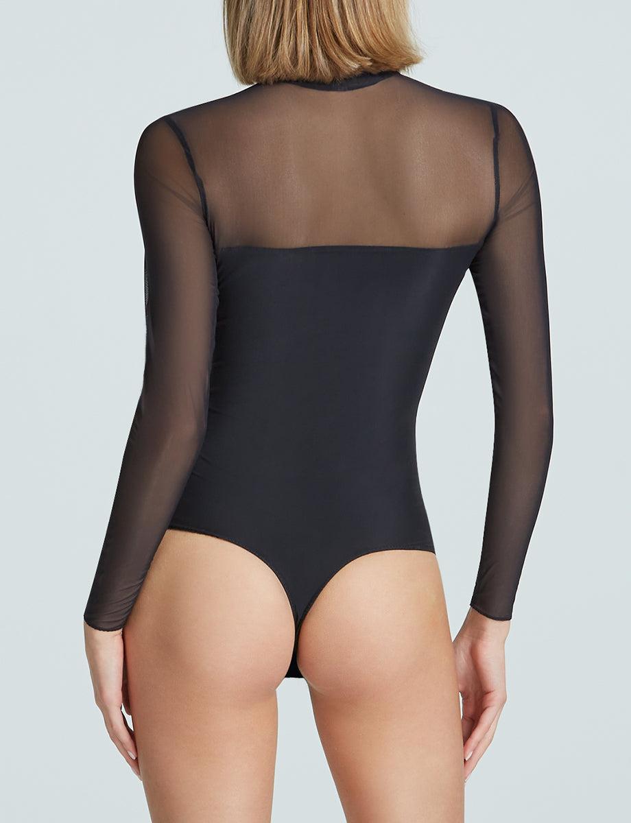 Commando Chic Mesh Mockneck Long Sleeve Covered Bodysuit