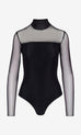 Commando Chic Mesh Mockneck Long Sleeve Covered Bodysuit