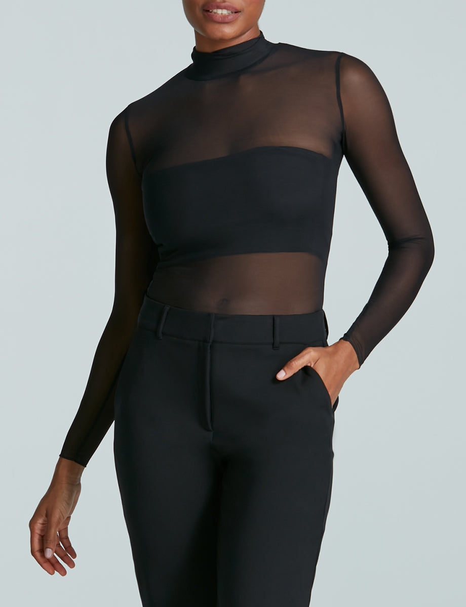 Commando Chic Mesh Long Sleeve Turtleneck