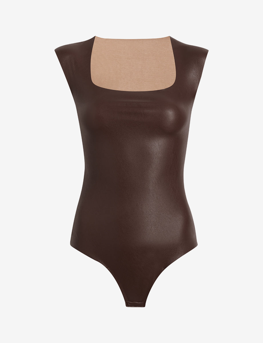 commando Faux Leather Cap Sleeve Bodysuit