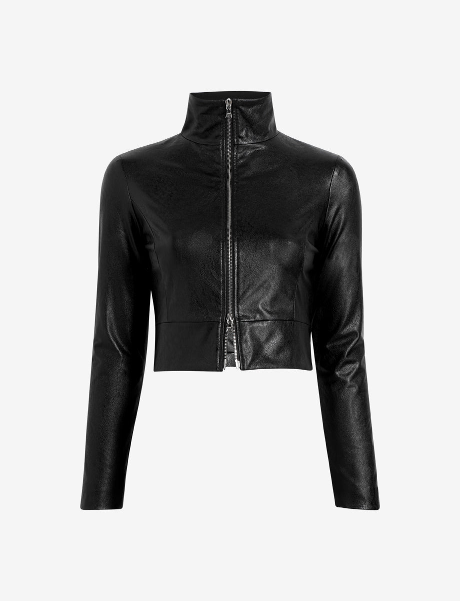 commando Faux Leather Cropped Biker Jacket