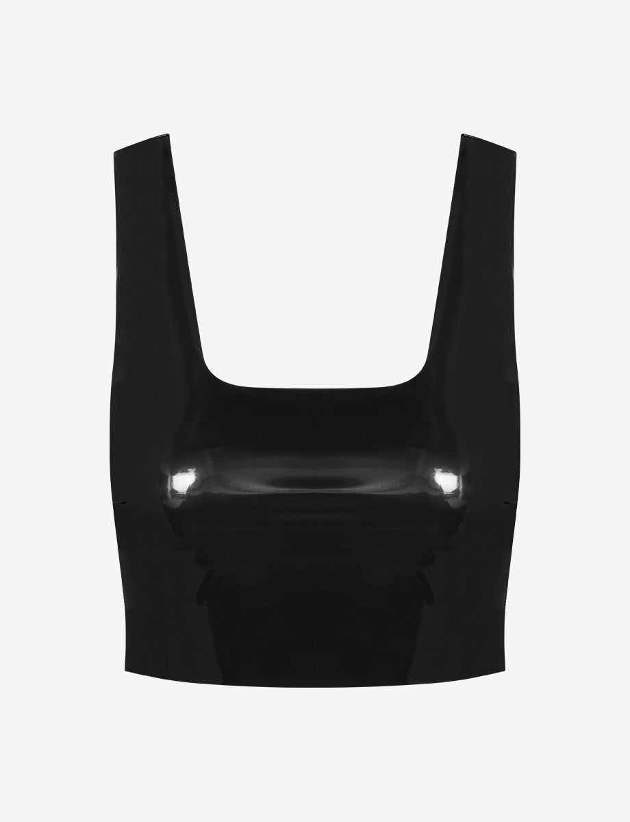 commando Faux Patent Leather Crop Top