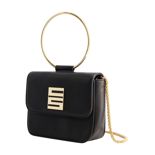 Concept One Christian Siriano New York Ring Handle Mini Flap Crossbody Black