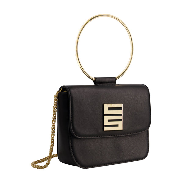 Concept One Christian Siriano New York Ring Handle Mini Flap Crossbody Black