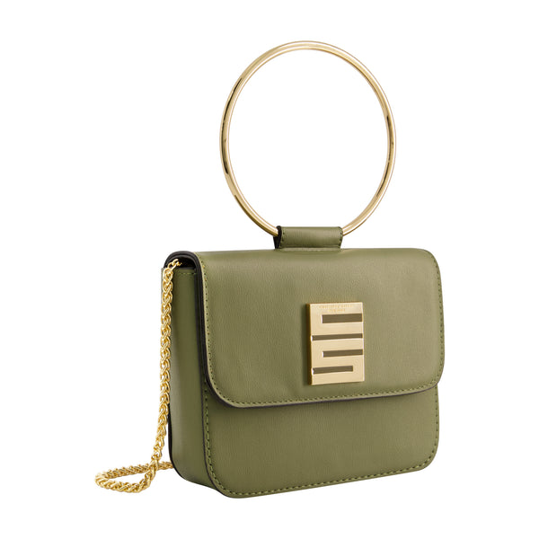 Concept One Christian Siriano New York Ring Handle Mini Flap Crossbody Olive