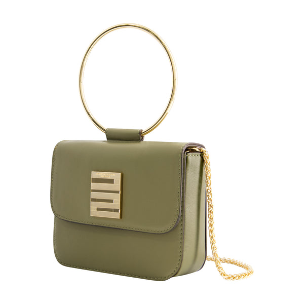Concept One Christian Siriano New York Ring Handle Mini Flap Crossbody Olive