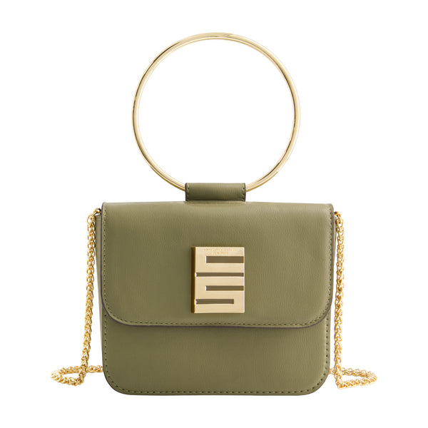 concept one Christian Siriano New York Ring Handle Mini Flap Crossbody Olive