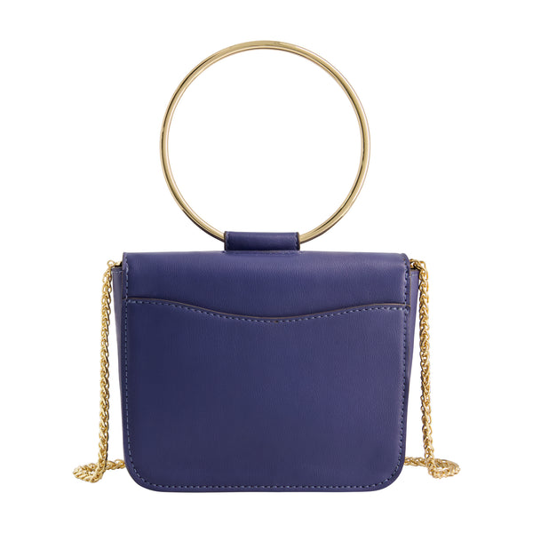 Concept One Christian Siriano New York Ring Handle Mini Flap Crossbody Blue