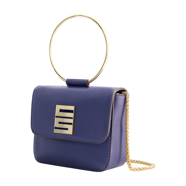 Concept One Christian Siriano New York Ring Handle Mini Flap Crossbody Blue