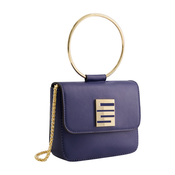 Concept One Christian Siriano New York Ring Handle Mini Flap Crossbody Blue