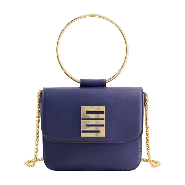 concept one Christian Siriano New York Ring Handle Mini Flap Crossbody Blue
