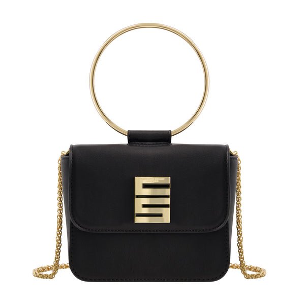 concept one Christian Siriano New York Ring Handle Mini Flap Crossbody Black