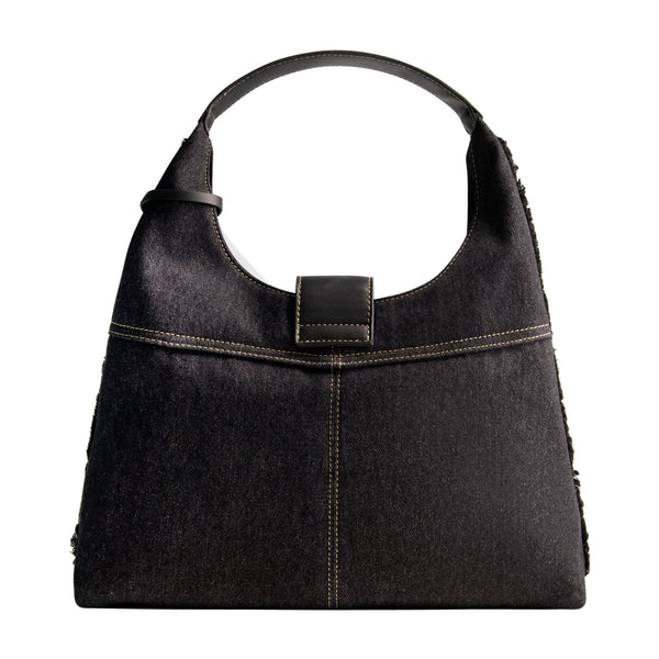 Concept One True Religion Frayed Denim Hobo Black