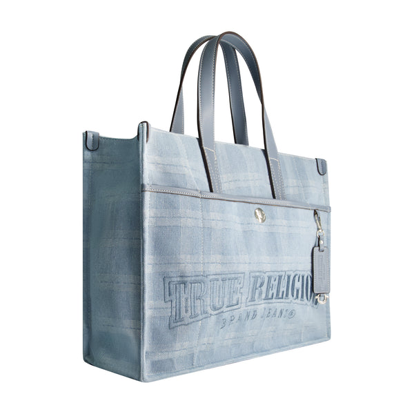 Concept One True Religion Striped Denim City Tote