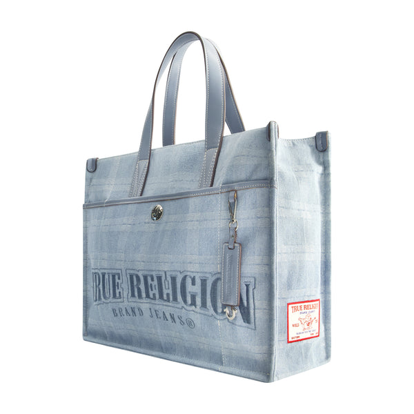 Concept One True Religion Striped Denim City Tote