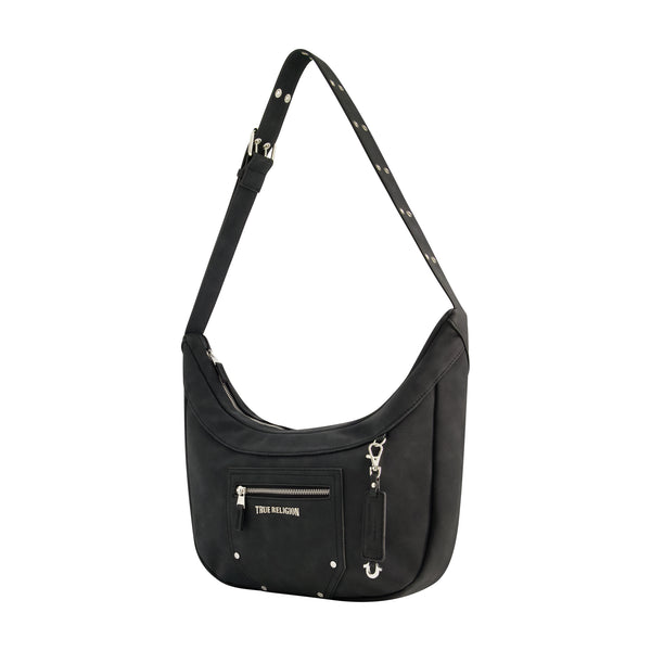 Concept One True Religion Suede Zip Top Hobo Black