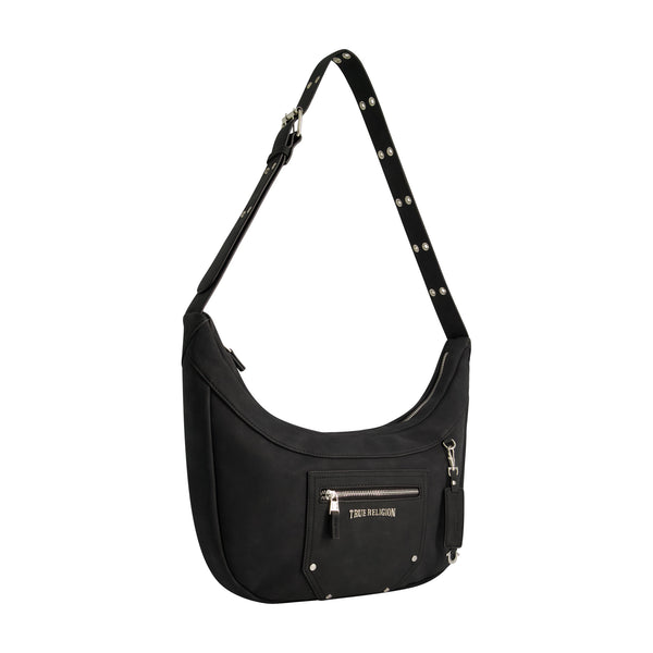 Concept One True Religion Suede Zip Top Hobo Black