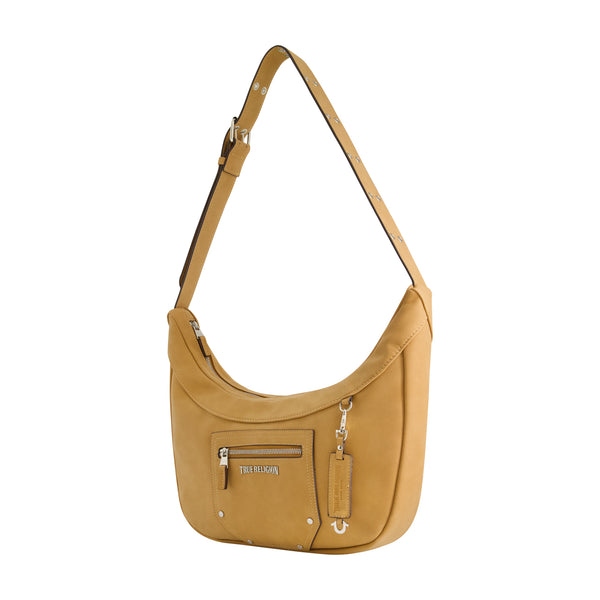 Concept One True Religion Suede Zip Top Hobo Tan