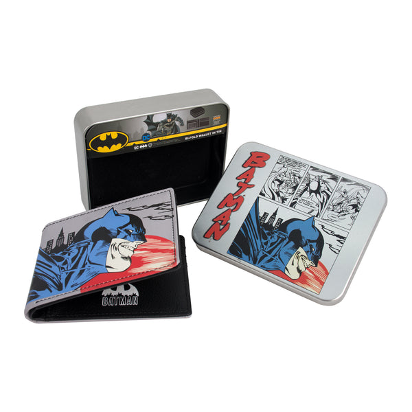 concept one DC Comics Batman Face Print Bifold Wallet in a Decorative Tin Case Multi Unisex