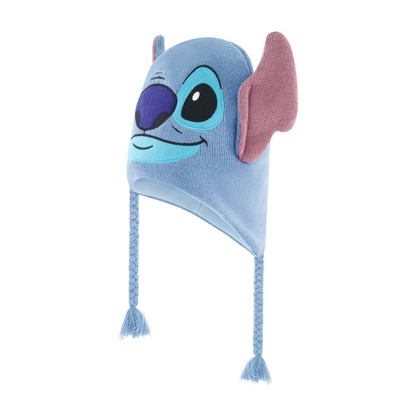 Concept One Disney Lilo And Stitch Peruvian Winter Beanie Hat Knitted Stocking Cap With Tassels Blue