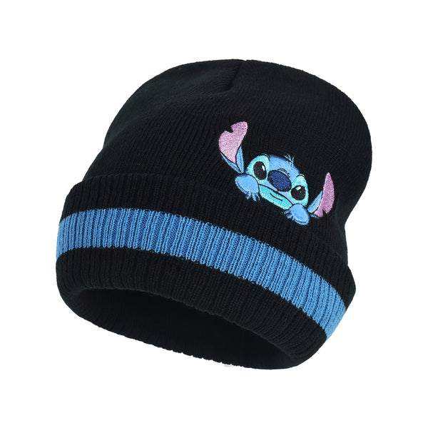 Concept One Disney Lilo & Stitch Peeking Striped Beanie Black / Blue