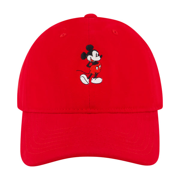 Concept One Disney Mickey Mouse Adjustable Baseball Cap With Washed Twill Embroidery Red