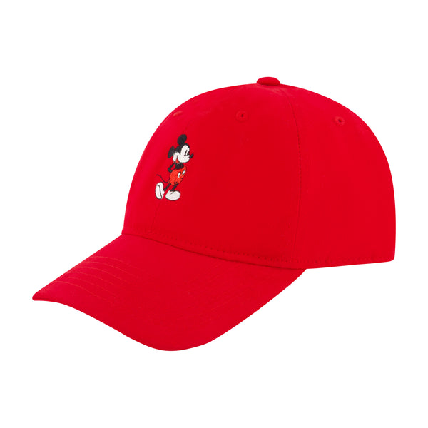 concept one Disney Mickey Mouse Adjustable Baseball Cap With Washed Twill Embroidery Red
