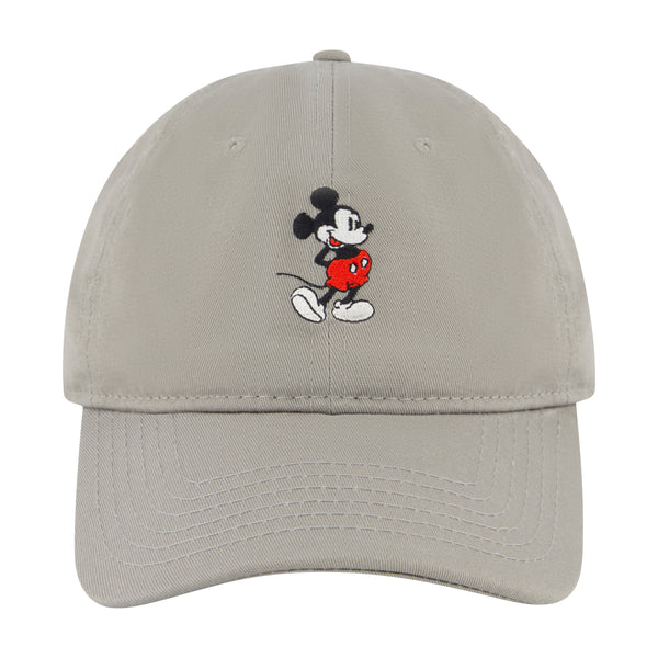 Concept One Disney Mickey Mouse Dad Cap With Brush Cotton Washed Embroidery Grey