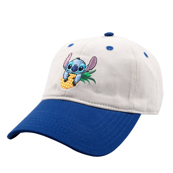 concept one Disney Stitch Pineapple Two Tone Washed Dad Cap Navy concept one Disney Stitch Pineapple Two Tone Washed Dad Cap Navy