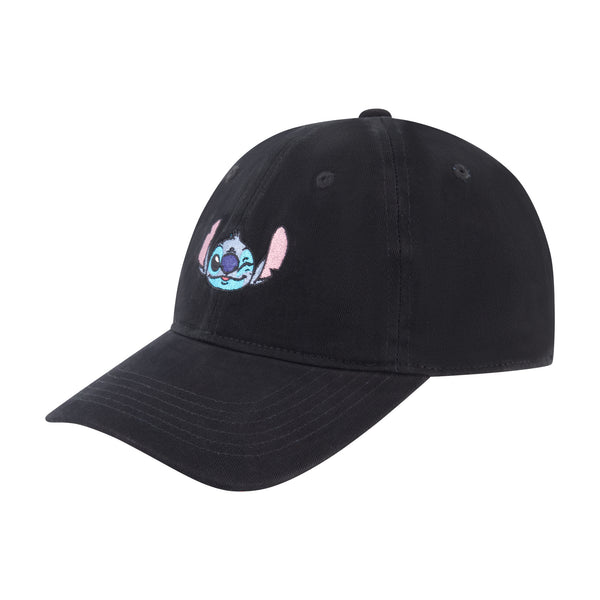 concept one Disney Stitch Winky Face Embroidery Dad Cap Black concept one Disney Stitch Winky Face Embroidery Dad Cap Black