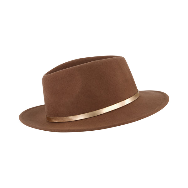 Concept One Fedora Hat Wool Felt Wide Brim Rancher Hat Brown