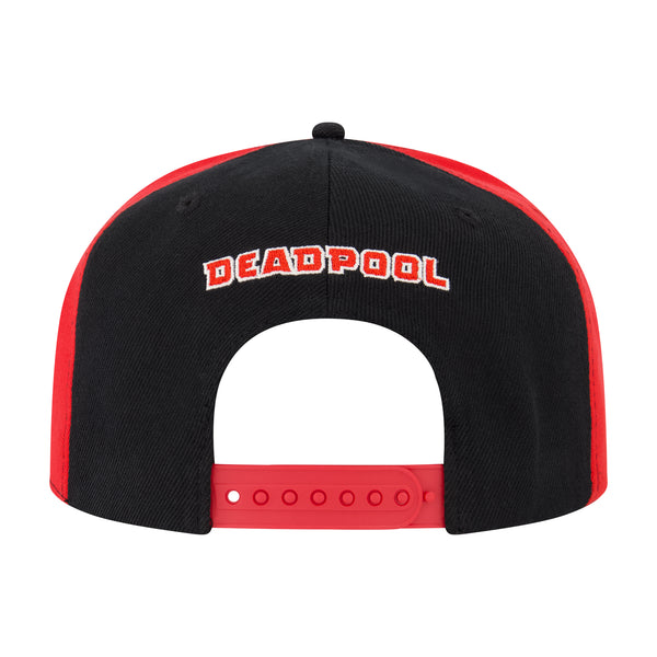 Concept One Marvel Deadpool Baseball Hat Face Logo Adjustable Flat Brim Snapback Hat Black One Size