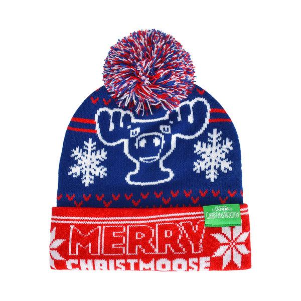 Concept One Merry Christmoose Ugly Sweater Pom Beanie Navy