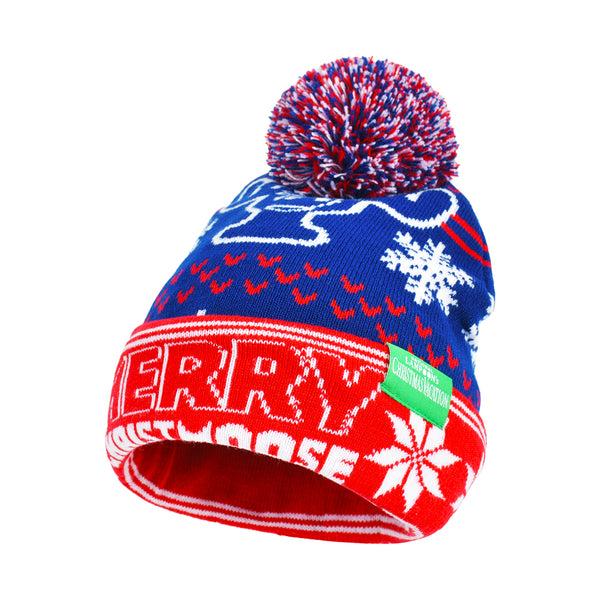 Concept One Merry Christmoose Ugly Sweater Pom Beanie Navy