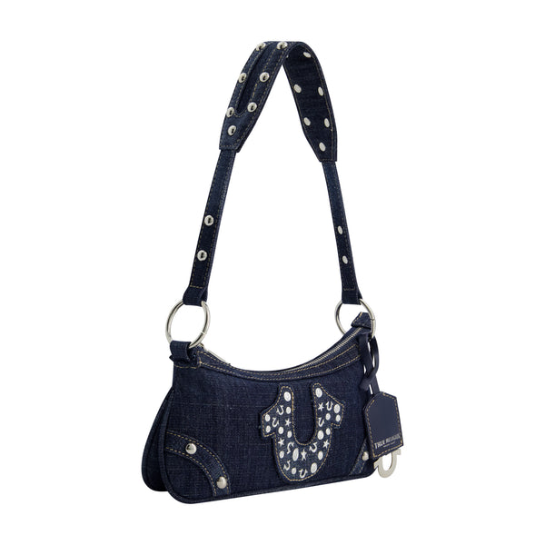 Concept One STUDDED HORSESHOE DE True Religion Horseshoe Denim Shoulder Bag Denim