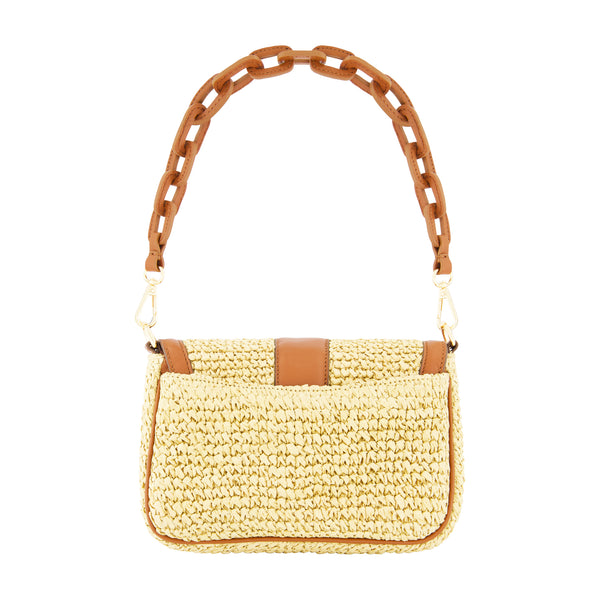 Concept One Tommy Bahama Raffia Flap Bag With Double Leather Strap Multi