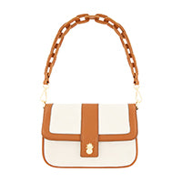 concept one Tommy Bahama Solid Canvas Flap With Double Leather Stap. Natural