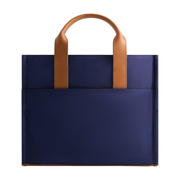 Concept One Tommy Bahama Solid Canvas Mediium Tote With Leather Trim Navy/Tan