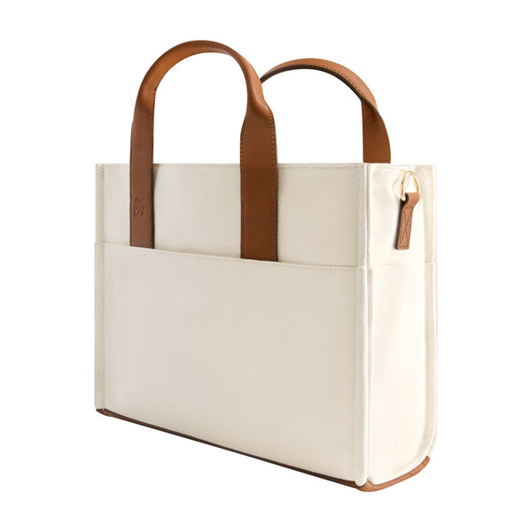 Concept One Tommy Bahama Solid Canvas Mediium Tote With Leather Trim Natural