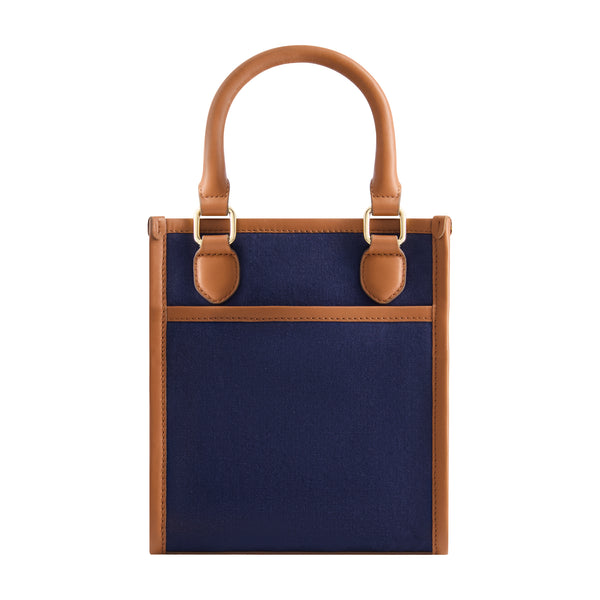 Concept One Tommy Bahama Solid Canvas North South Tote With Leather Trim Navy/Tan