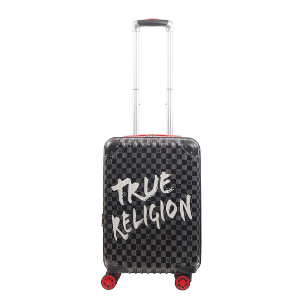 Concept One True Religion 22.5" Hardcase Checkered Carry-on With Big Logo BLACK