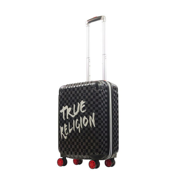 concept one True Religion 22.5" Hardcase Checkered carry-on with big logo BLACK
